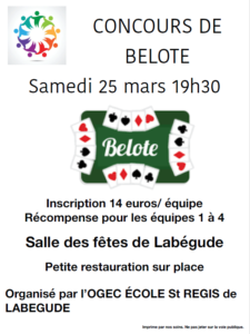 Concours de belote @ Salle des fêtes de Labégude