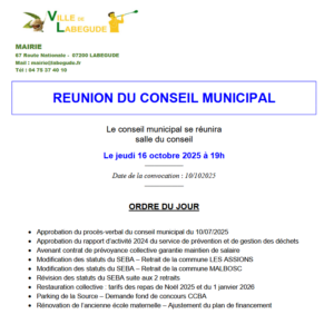 Conseil Municipal @ Salle du conseil - Labégude