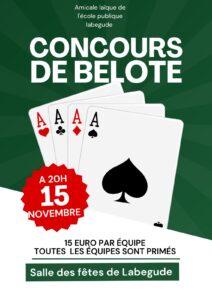 Concours de Belote @ Salle des fêtes - Labégude